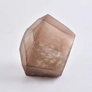 Home decoration vintage geo frosted glass candle holders 10oz 20oz