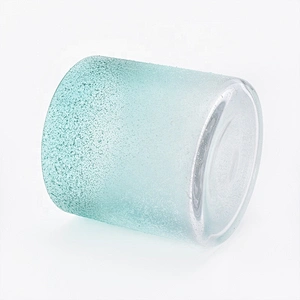 Wholesale luxury empty spraying blue glass candle tumblers holder
