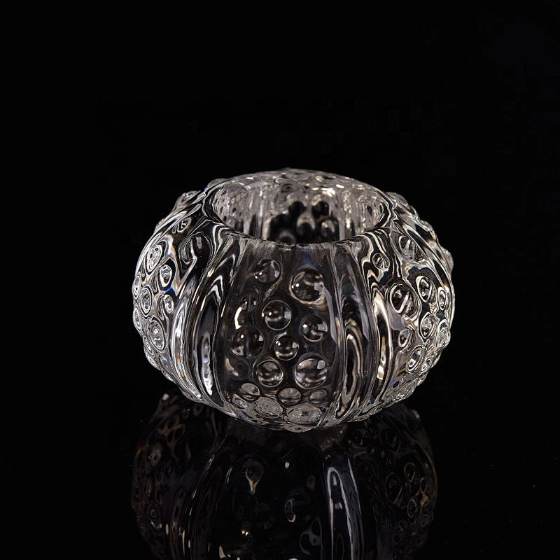 Coast glass candle holder embossed ball home decoration wholesale