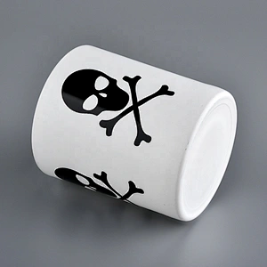 skull pattern on matter color glass candle jars