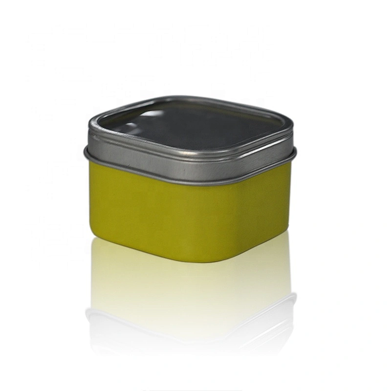 Custom gold square Metal candle tins for candle making with silver lid