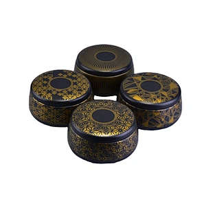 Wholesales round empty black ceramic candle jar with lid