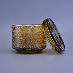 26+years brand cooperation gold tealight glass crystal candle containers with lid