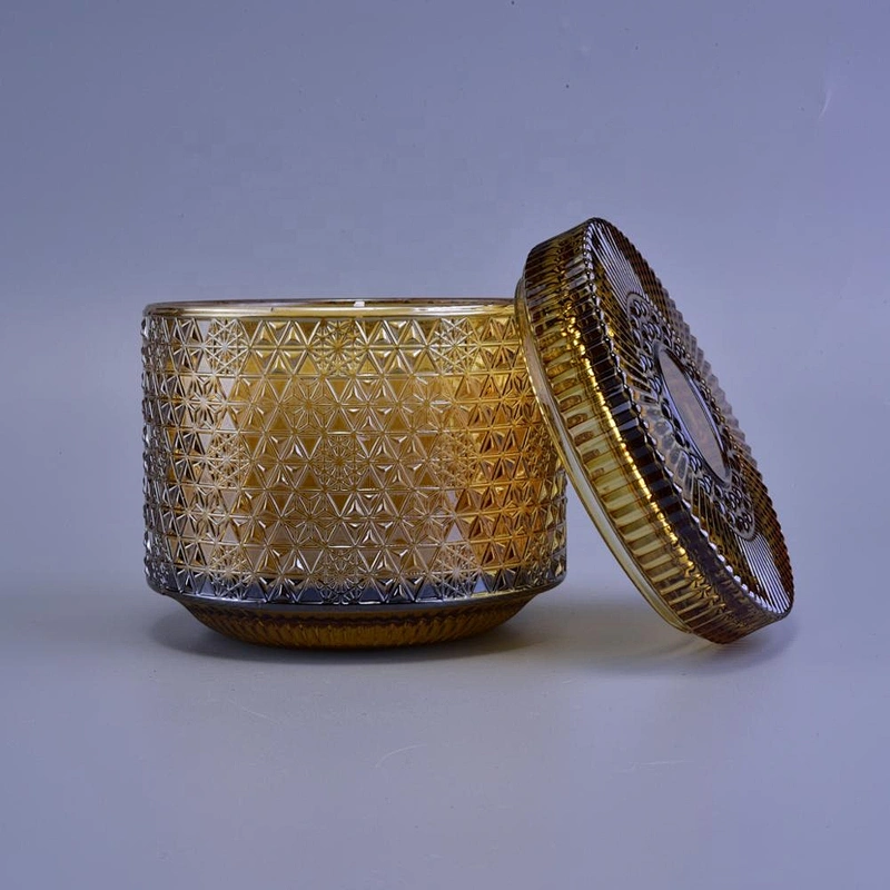 26+years brand cooperation gold tealight glass crystal candle containers with lid