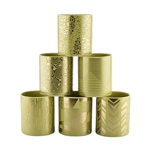 Sunny luxury golden ceramic custom candle holder jars 10oz