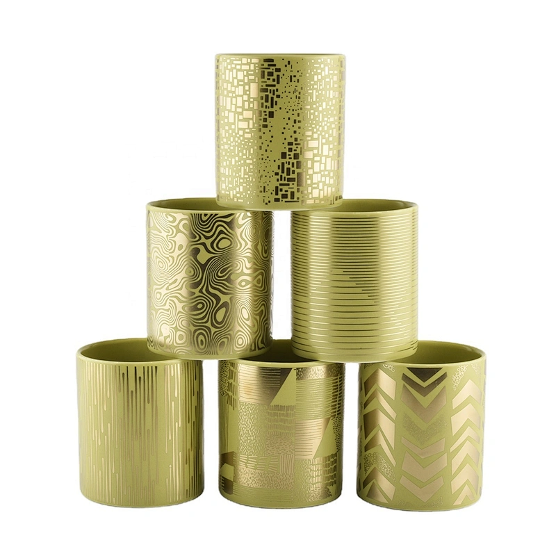 Sunny luxury golden ceramic custom candle holder jars 10oz