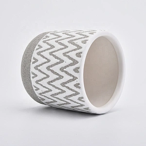 Grey cylinder ceramic candle containers halloween table candle holders for home decor
