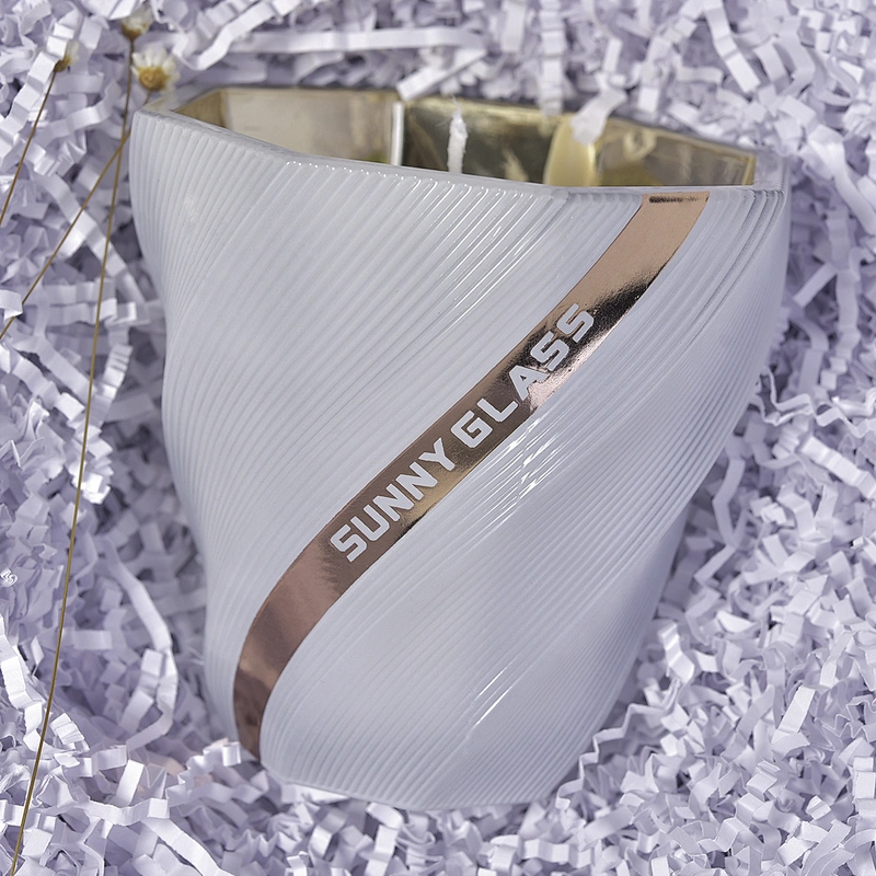 10oz 12oz Custom Luxury white spiral glass candle jars