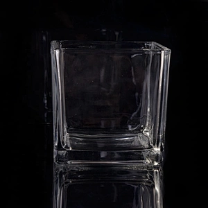 Wholesales Clear Square Glass Candle Jars Home Decoration