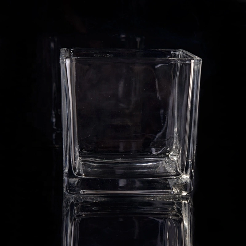 Wholesales Clear Square Glass Candle Jars Home Decoration