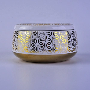Wholesales Sunny design gold scented luxury ceramic candle jars with lid