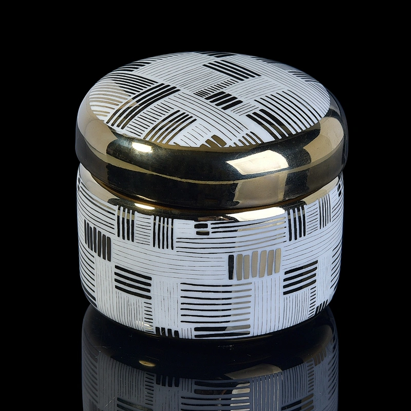 6oz 8oz Wholesales custom gold ceramic candle jars with lid cover