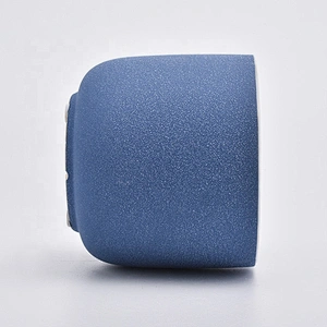 Unique cylinder matte blue ceramic candle holders