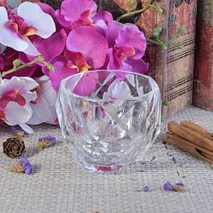 Clear geo cut Glass luxury candle Holder wedding