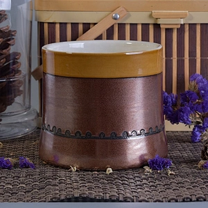 Vintage amber ceramic candle container cylinder home decoration