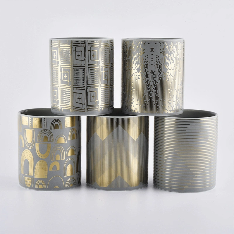 Sunny design Luxury grey empty ceramic candle vessel 10oz 20oz