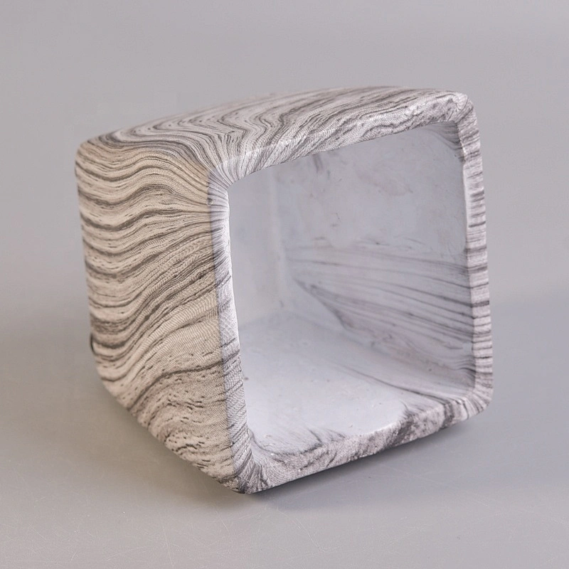 Square concrete candle holders hurricane custom table decor