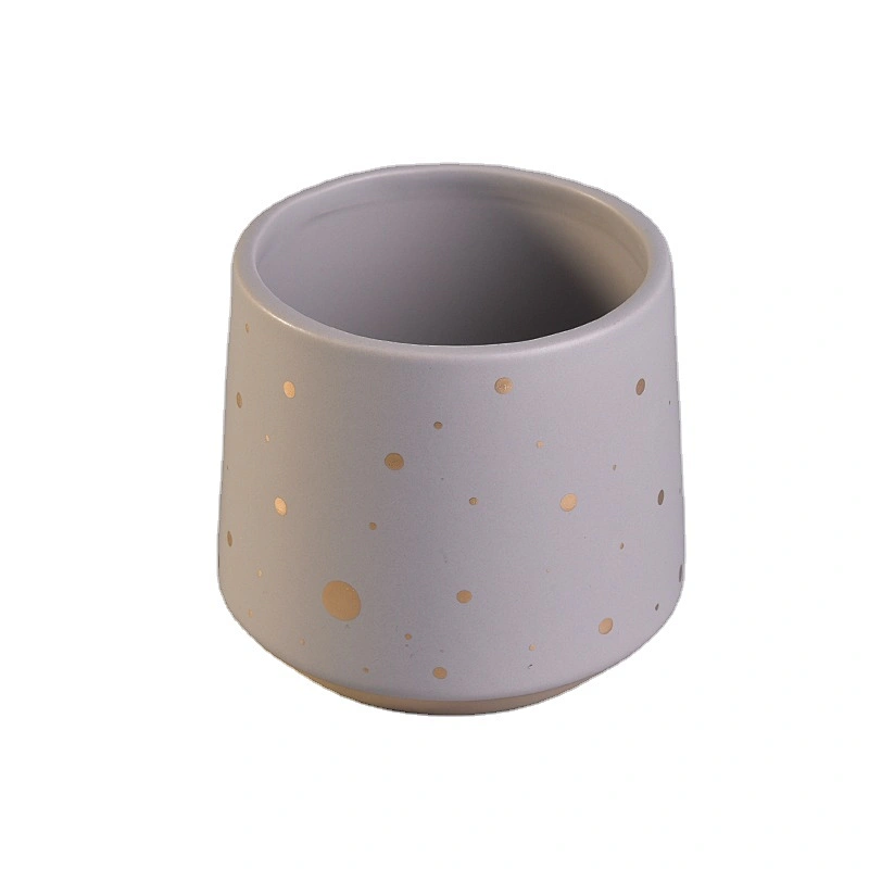 Sunny custom empty grey matte ceramic candle container with wood lid