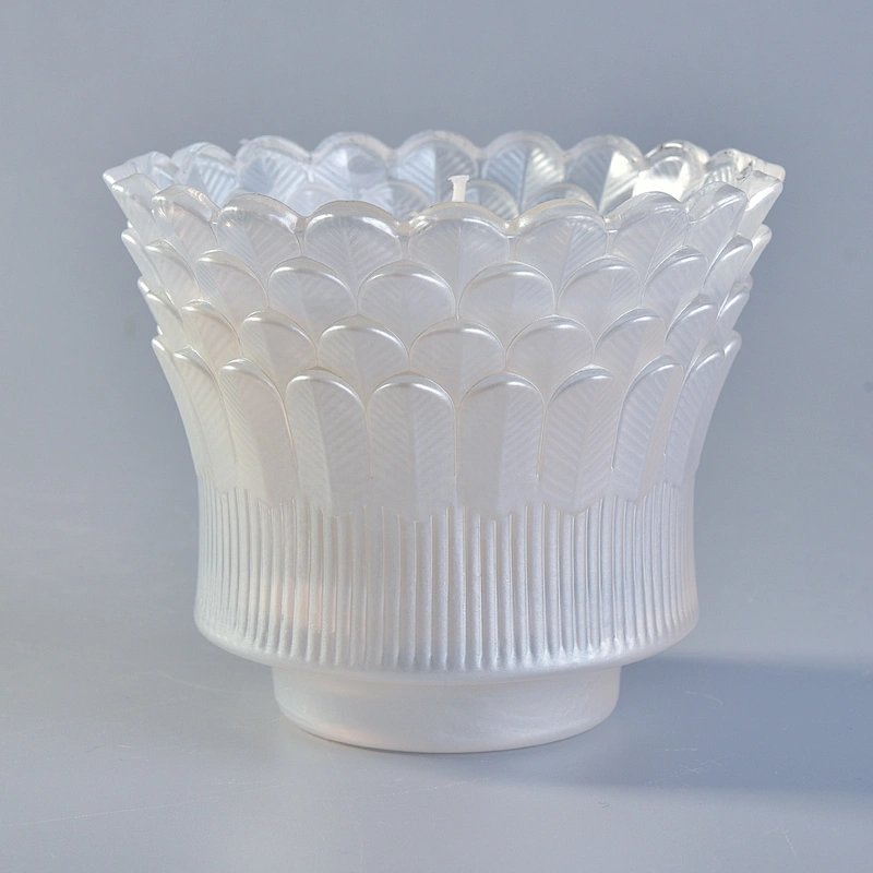 Hot sales tealight white feather luxury glass candle holder