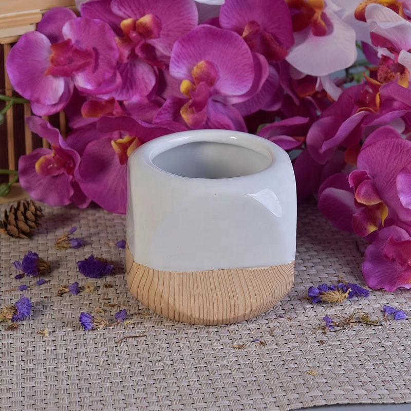 Mini empty ceramic candle jar square candle holder home decor