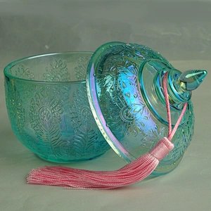 10oz 12oz Luxury spraying custom glass candle container with lid