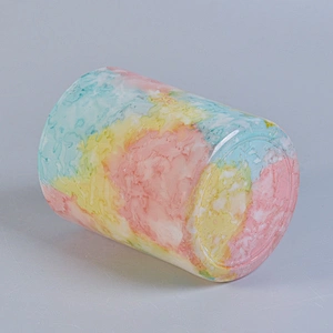Wholesales custom iridescent ceramic candle jar holders 10oz