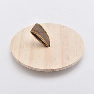 Wood Lid for Candle Jars with Leather Lifter Wholesales
