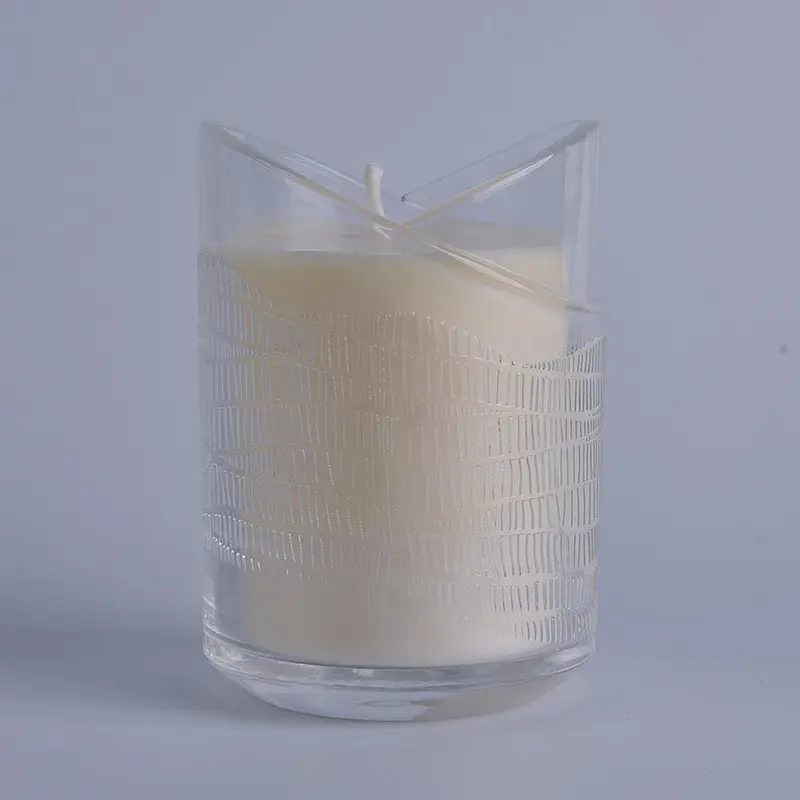 transparent candle jar 8oz unique glass candle container in heart shape design