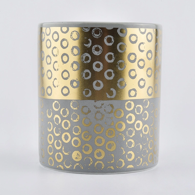 8oz 10oz Wholesales luxury printed cylinder grey candle ceramic jar