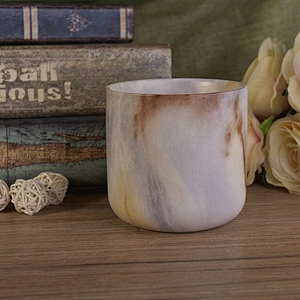 Customized brown ceramic candle vessels for home decor