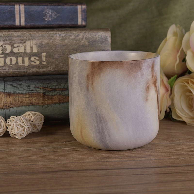 Customized brown ceramic candle vessels for home decor