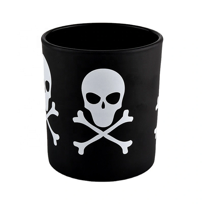 custom black glass candle jars for Halloween
