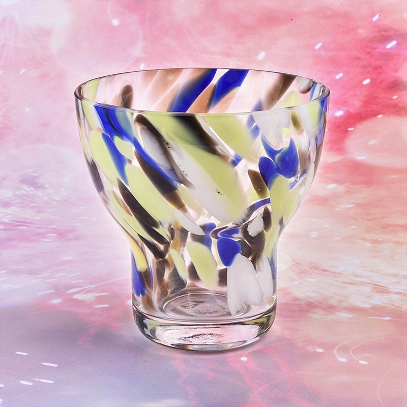 Hand painted Glass Candle container custom candle Holder wedding table use Wholesales
