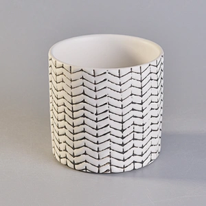 round ceramic candle holder with printing
