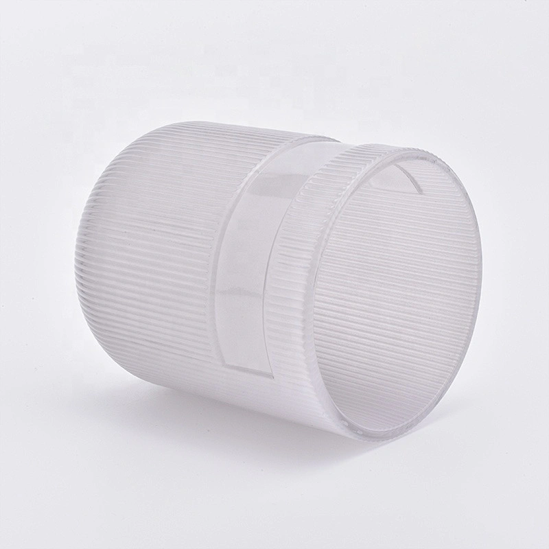 Cylinder customized striped candle jars glass candle holder home decoration