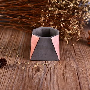 Hexagon empty decorative cement candle jar