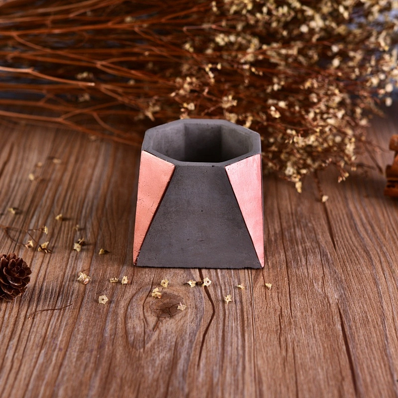 Hexagon empty decorative cement candle jar
