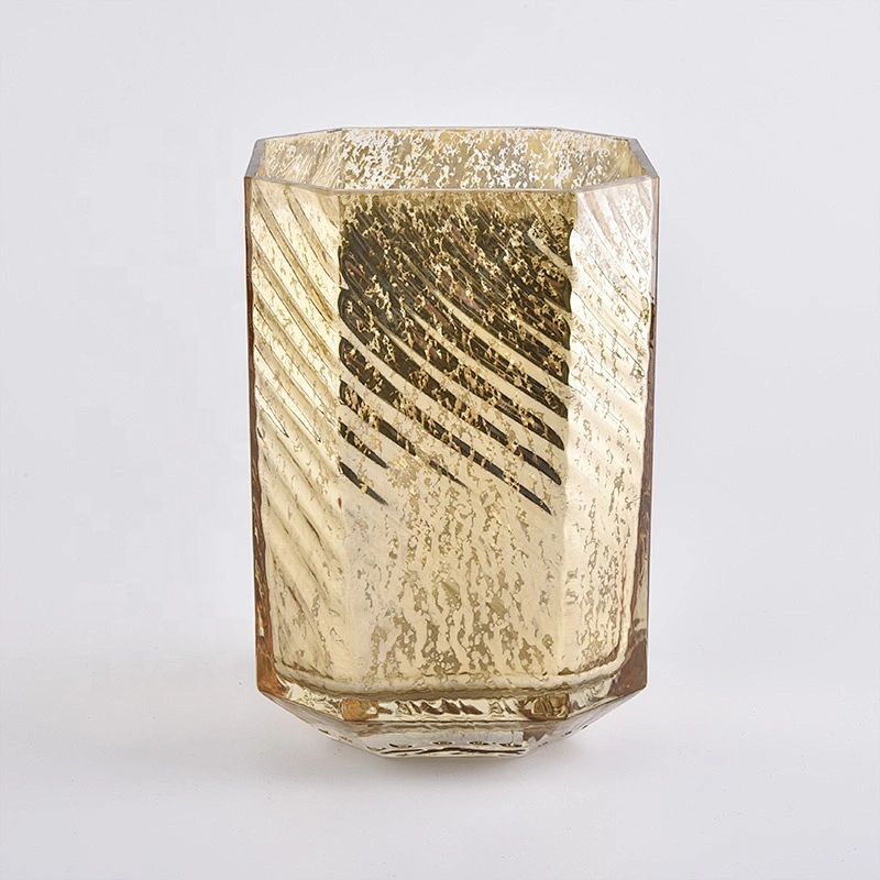 Sunny Hexagon gold luxury glass candle holder