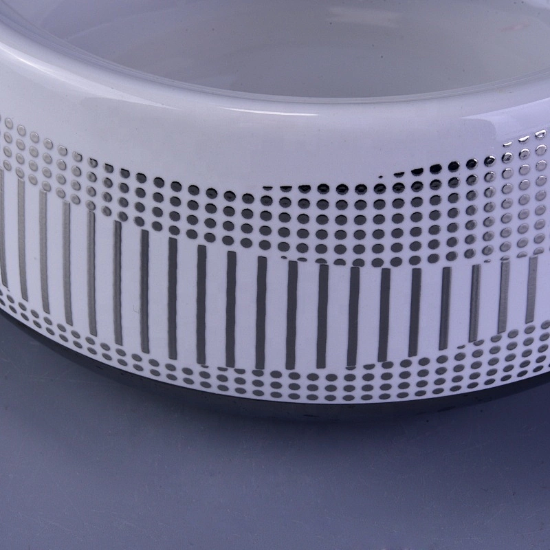 Sunny glassware custom logo silver tealight ceramic candle jar with lid