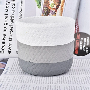 Round grey cement candle jar custom home decoration