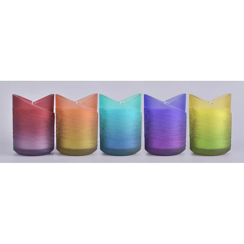 Luxury Colorful Heart Design Glass Candle Jars