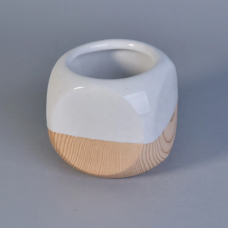 Mini empty ceramic candle jar square candle holder home decor
