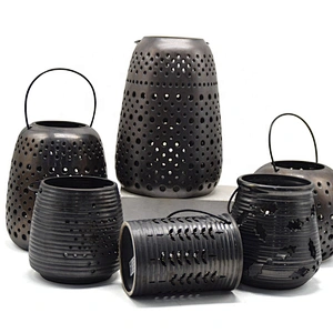 Classic Hollow Ceramic Candle Holder for Pillar Candles Home Decor