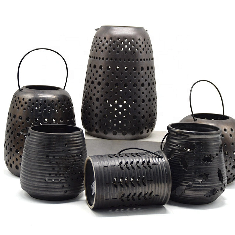 Classic Hollow Ceramic Candle Holder for Pillar Candles Home Decor