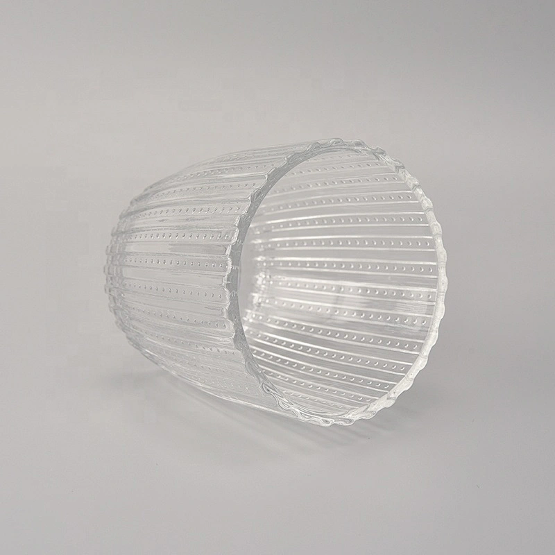 Classic clear glass candle jars lines and dots wholesale for home decoration
