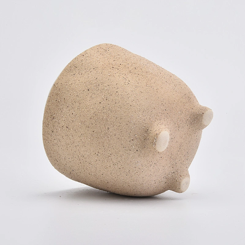 ceramic candle holders wholesale, matte ceramic container with feet