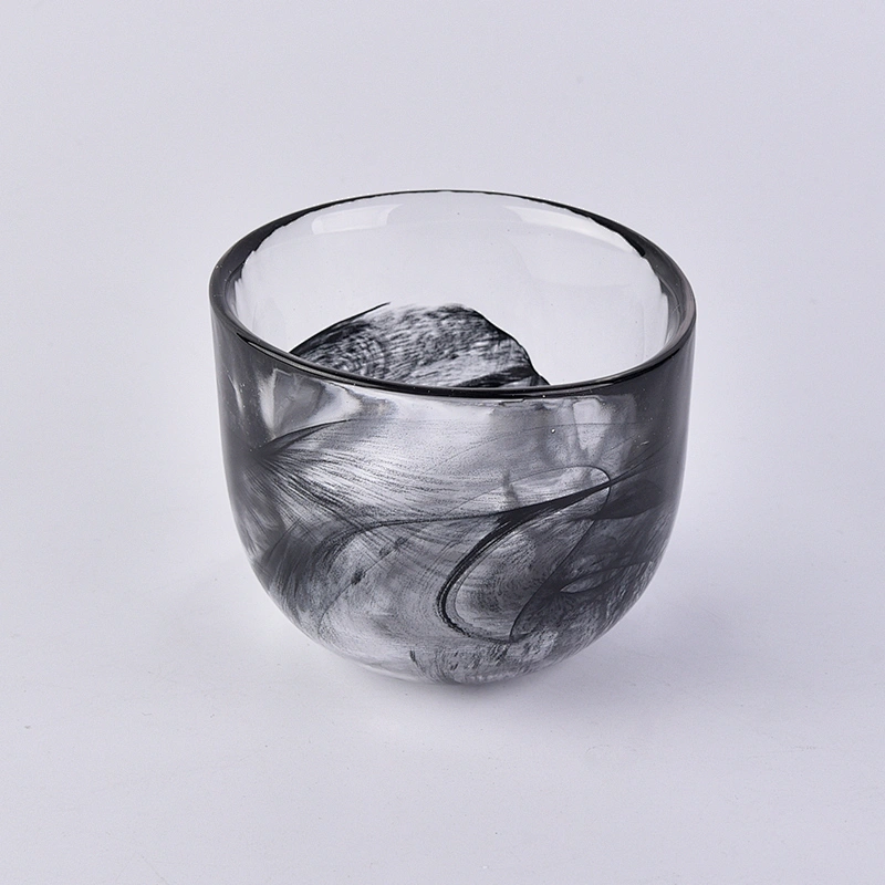 Unique black glass candle vessel glass holder for candle wedding centerpieces