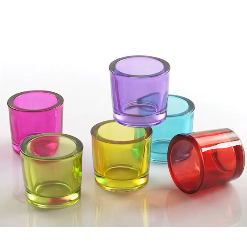 thick wall 8oz colored glass candle holders