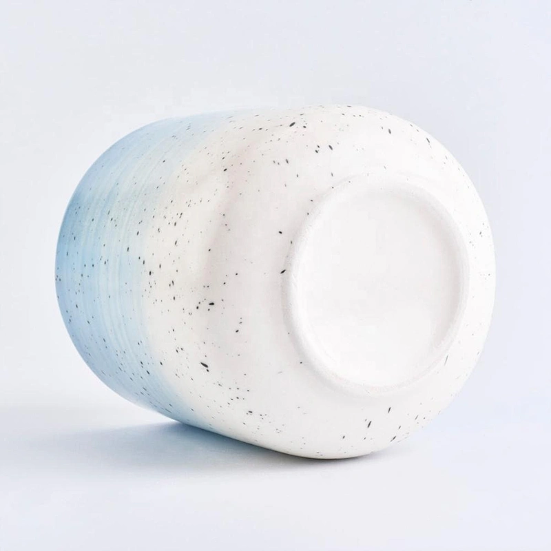 Sunny new design Luxury blue ceramic candle making jar with lid