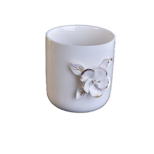 Sunny white decorative custom ceramic candle jar 8oz 10oz